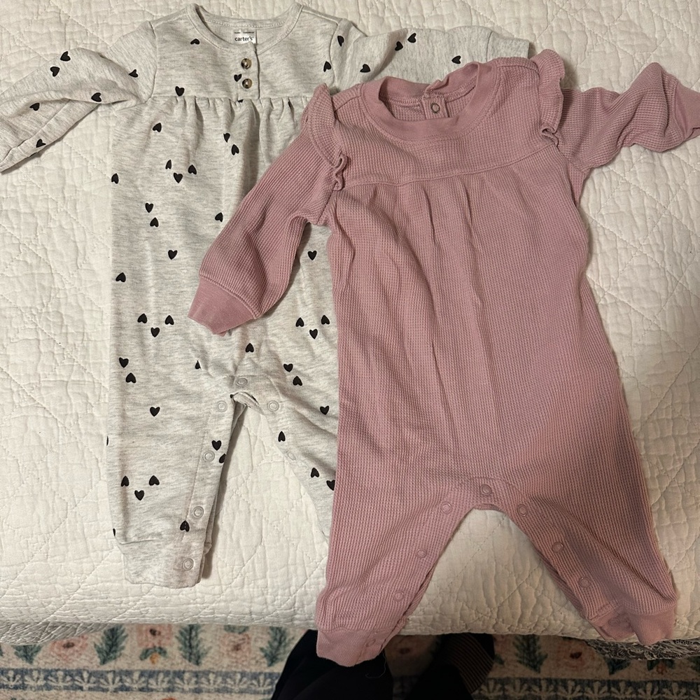 Carter's Pink and Gray Heart Onesie - 3-6mo
